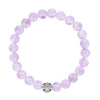 Natural Gemstone Rose Quartz Beads Elastic Charm Bracelet Solid 925 Sterling Silver Double Luck&Long Life Silver Bead for Unisex