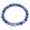 Natural Gemstone Rose Quartz Beads Elastic Charm Bracelet Solid 925 Sterling Silver Double Luck&Long Life Silver Bead for Unisex