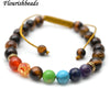 Natural Green Aventurine and Multi Stone Round Beads Chakra Bracelet Fashion Party Jewelry Gift