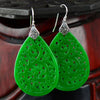 Natural Green Jade Earrings For Women Real 925 Sterling Silver Jewelry Hollow Flowers Design Water Drop Shaped