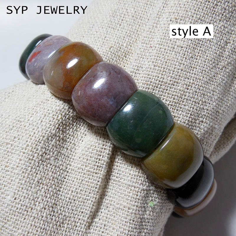 Natural Indian agate bracelet elastic cord bangle for women men party gift natural fashion beads jewelry
