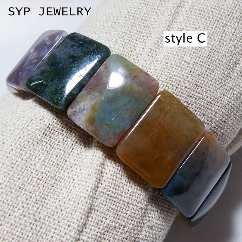 Natural Indian agate bracelet elastic cord bangle for women men party gift natural fashion beads jewelry