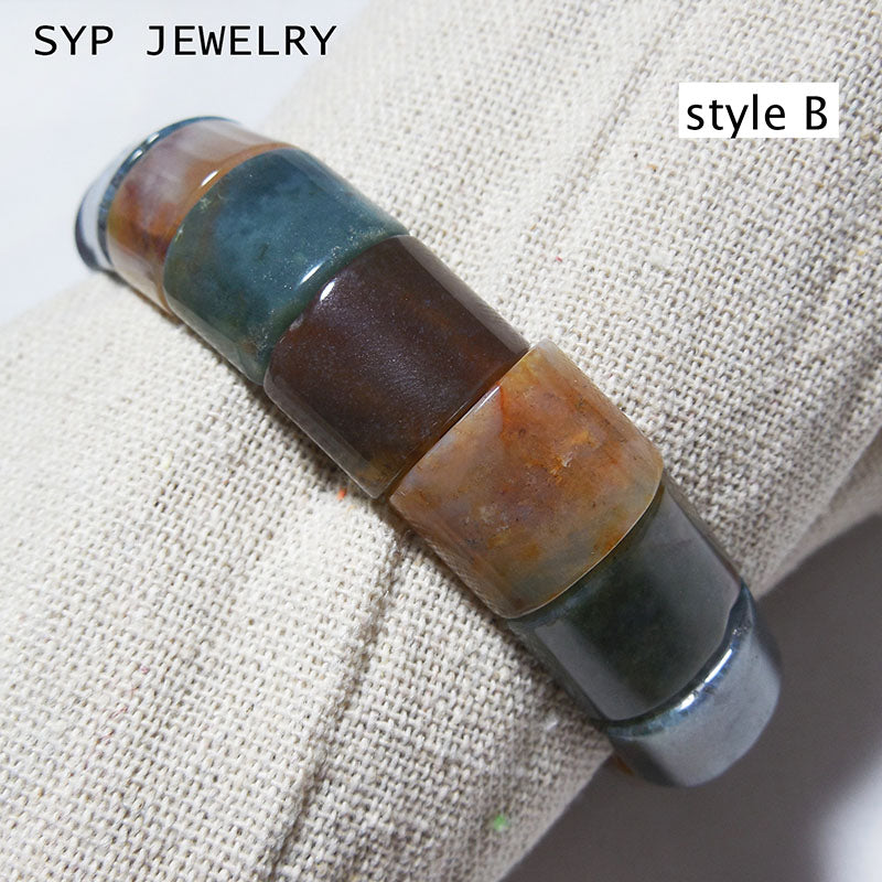 Natural Indian agate bracelet elastic cord bangle for women men party gift natural fashion beads jewelry