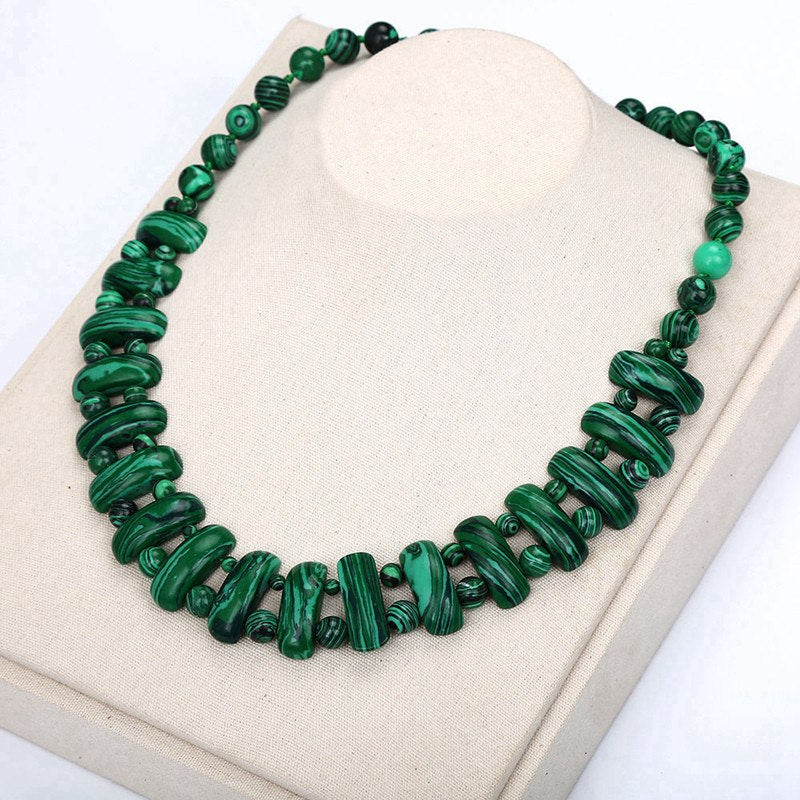 Natural Jade Necklace Chinese Style Charm Women's Stone Crystal Bohemian Handmade Bead Chain Exquisite Party Exaggerated Jewelry