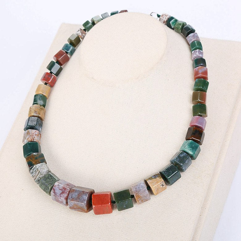 Natural Jade Women Necklace Ethnic Big Choker Natural Stone Knotted Statement Female Vintage Healing Pendant Bohemian Jewelry