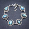 Natural Labradorite Handmade Unique 925 Sterling Silver Bracelet 7 1/2-8 1/2 Y2898