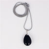 Natural Labradorte Obsidian Stone Water Drop Pendant Sliver Snake Chain Necklace Healing Chakra Reiki Women Fashion Jewelry