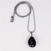 Natural Labradorte Obsidian Stone Water Drop Pendant Sliver Snake Chain Necklace Healing Chakra Reiki Women Fashion Jewelry