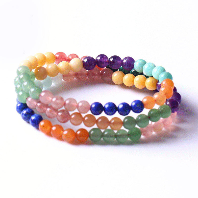 Natural Lapis Bracelet Strawberry Crystal Bracelet Gift Amethyst 3 Circle Multifunction Bracelet Necklace