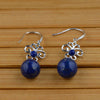 Natural Lapis Lazuli Earrings 925 Sterling Silver Flower Drop Earrings For Women 18k Gold Plated Fine Jewelry