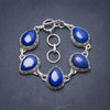 Natural Lapis Lazuli Handmade Unique 925 Sterling Silver Bracelet 6 1/4-7 1/4 Y2862