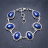 Natural Lapis Lazuli Handmade Unique 925 Sterling Silver Bracelet 7 1/2-8 1/2 Y3400