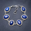 Natural Lapis Lazuli Handmade Unique 925 Sterling Silver Bracelet 7 1/2-8 1/2 Y3436