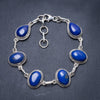 Natural Lapis Lazuli Handmade Unique 925 Sterling Silver Bracelet 7 3/4-8 3/4 Y3416