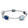 Natural Larimar Fine Women Jewelry High Quality Bracelet Larimar Bangle 100% 925 Sterling Silver Bangle Valentine's D Present