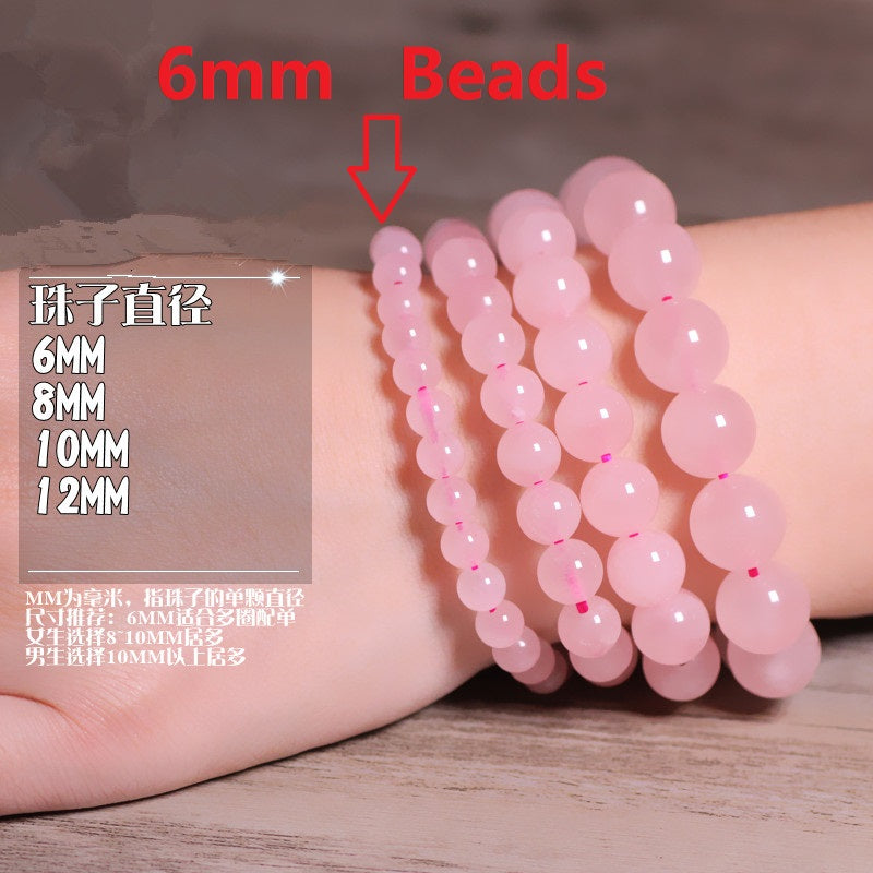Natural Madagascar Rose Quartz Bracelets Round Beads Bangle Men Women Pink Crystal Quartz Gemstone Jewelry Love Energy Gift