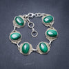 Natural Malachite Handmade Unique 925 Sterling Silver Bracelet 7-8 Y3434