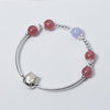 Natural Moonstone Strawberry Crystal Bracelet 925 Sterling Sliver Zircon Blue-vein Stone Fortune Cat Bracelet for Women Jewelry