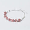 Natural Moonstone Strawberry Crystal Bracelet 925 Sterling Sliver Zircon Blue-vein Stone Fortune Cat Bracelet for Women Jewelry