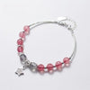 Natural Moonstone Strawberry Crystal Bracelet 925 Sterling Sliver Zircon Blue-vein Stone Fortune Cat Bracelet for Women Jewelry