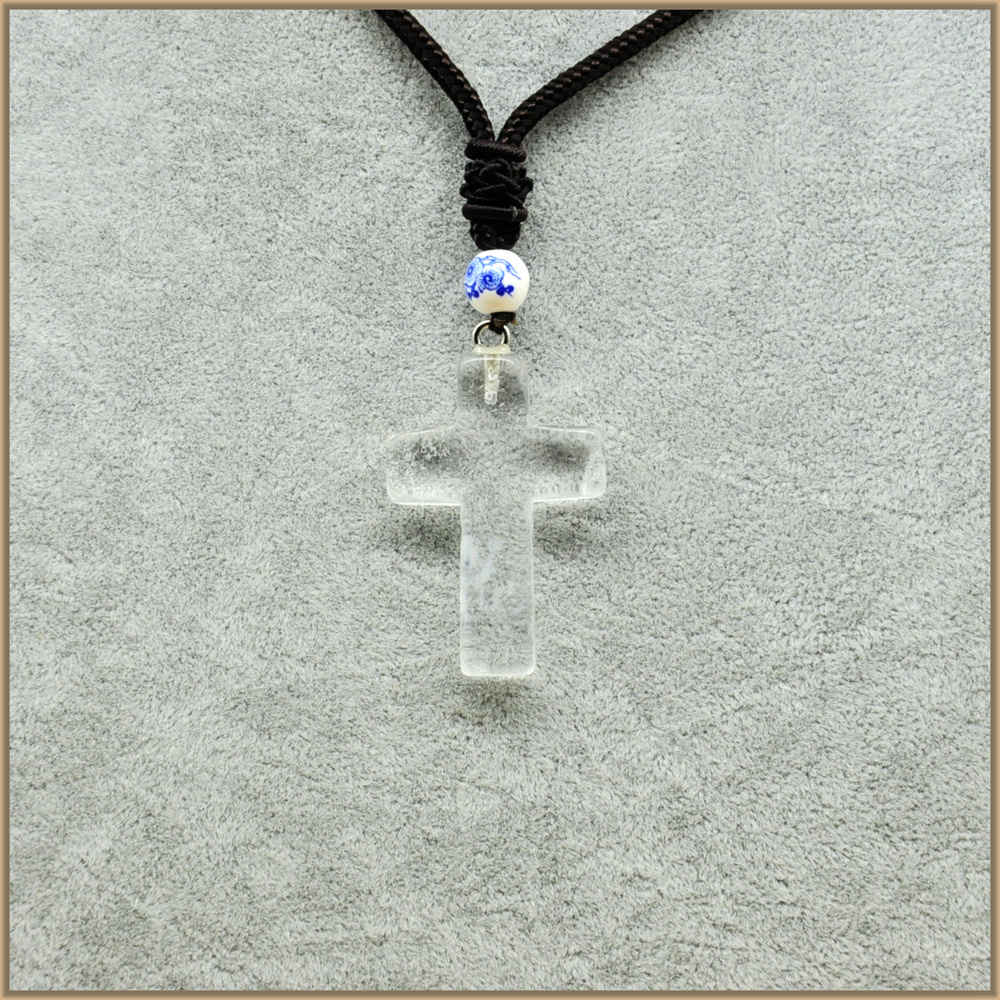 Natural Necklace Pendant Cross Emerald Stones Amber Moonstone Malachite Labradorite Onyx Religious Thirds Pingente Pulseras