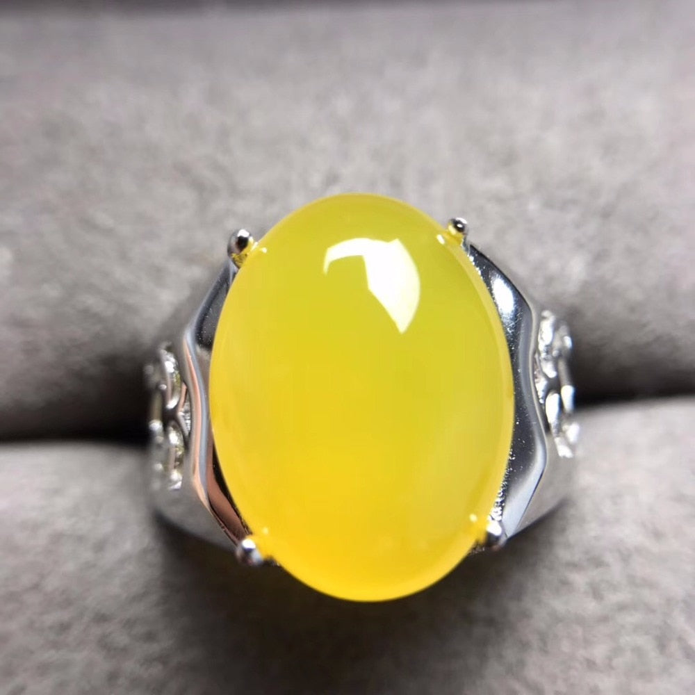 Natural Nephrite ring big granule 7ct style simple and beautiful new product launch