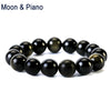 Natural Obsidian Bracelet for Men Jewelry Round Beaded Stretch Bracelets Lucky Classic Accessories