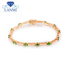 Natural Oval 4x5mm Tsavorite Wedding Bracelet Solid 18K Gold Diamond Engagement Gemstone Jewelry For Women Gift