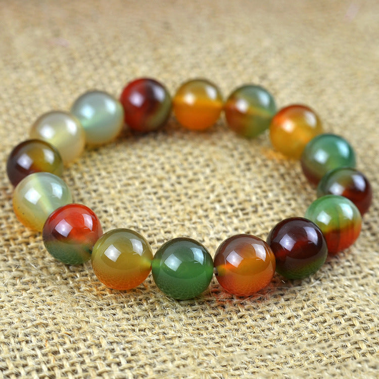 Natural Peacock Agate Beads Bracelet Natural GemStone Beaded Elastic Line Bracelet Men Jewelry Women Bracelet Can Drop Shipping