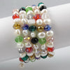 Natural Pearl Crystal Bracelet,AA 8-9MM 5Rows White Pearl Multicolor Crystal Jewellery Wedding Birthd Lady's Gift