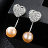 Natural Pearl Earrings 100% 925 Sterling Silver Stud Earrings AAA Zircon Crystal Heart Earrings Women Jewelry