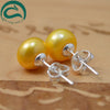 Natural Pearl Earrings 925 Sterling Silver Jewelry Women Big 10-10.5MM Off-Round Stud Earring Natural Pearl Jewelry
