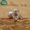 Natural Pearl Earrings 925 Sterling Silver Jewelry Women Big 10-10.5MM Off-Round Stud Earring Natural Pearl Jewelry