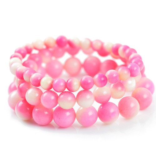 Natural Pink Peach Jade Beads Bracelets Fine Gemstone Beaded Elastic Line Bracelet Men Jewelry Women Bracelet Can Drop Shipping