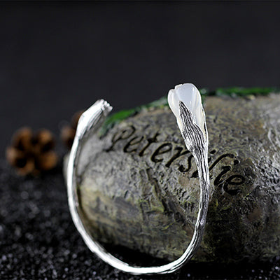 Natural Pink/White Jade Bangles 100% Real 925 Sterling Silver Bracelets Women Vintage Flower Wedding Gifts Fine Jewelry SB03
