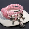 Natural Pinky Cat's eye Crystal Stone Buddhism Beaded Bracelet Prayer Beads Trinketry For Women Statement Jewelry Free shipping