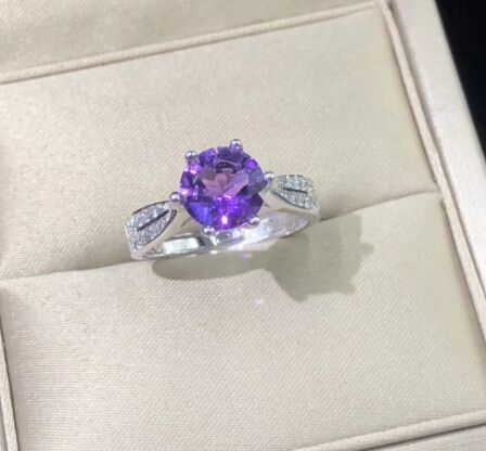 Natural REAL amethyst lady gemstone ring, good luster amethyst ring for women in 925 silver gemstone jewelry, gift jewelry