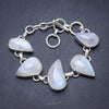 Natural Rainbow Moonstone Handmade Unique 925 Sterling Silver Bracelet 6-7 1/4 Y2814