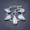 Natural Rainbow Moonstone Handmade Unique 925 Sterling Silver Bracelet 6-7 1/4 Y2826