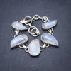 Natural Rainbow Moonstone Handmade Unique 925 Sterling Silver Bracelet 6-7 Y2850