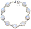 Natural Rainbow Moonstone Handmade Unique 925 Sterling Silver Bracelet 7 1/2-7 3/4 Y0898