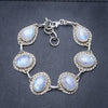Natural Rainbow Moonstone Handmade Unique 925 Sterling Silver Bracelet 7 1/2-8 1/2 Y3439
