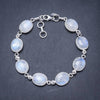 Natural Rainbow Moonstone Handmade Unique 925 Sterling Silver Bracelet 7 1/2-8 1/4 Y2864
