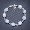 Natural Rainbow Moonstone Handmade Unique 925 Sterling Silver Bracelet 7 1/4-8 1/4 Y2854