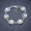 Natural Rainbow Moonstone Handmade Unique 925 Sterling Silver Bracelet 7-8 Y2802