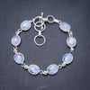 Natural Rainbow Moonstone Handmade Unique 925 Sterling Silver Bracelet 7-8 Y2897