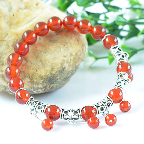 Natural Red Agate Beads Bracelet Fine GemStone Beaded Elastic Line Bracelet Men Jewelry Women Bracelet Can Drop Shipping