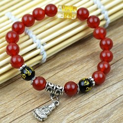 Natural Red Agate Beads Bracelet Fine GemStone Beaded Elastic Line Bracelet Men Jewelry Women Bracelet Can Drop Shipping