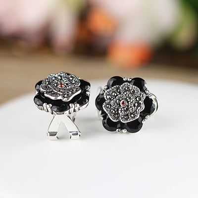 Natural Red Garnet Stud Earrings Female Fine Flower Mother Gifts Jewelry 100% 925 Sterling Silver Earrings For Women SE56