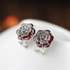 Natural Red Garnet Stud Earrings Female Fine Flower Mother Gifts Jewelry 100% 925 Sterling Silver Earrings For Women SE56